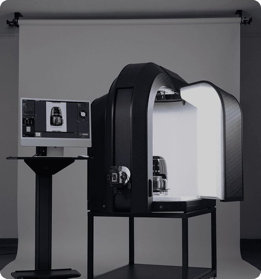 Alphashot XL G2 - professional product photography studio with integrated measurement system